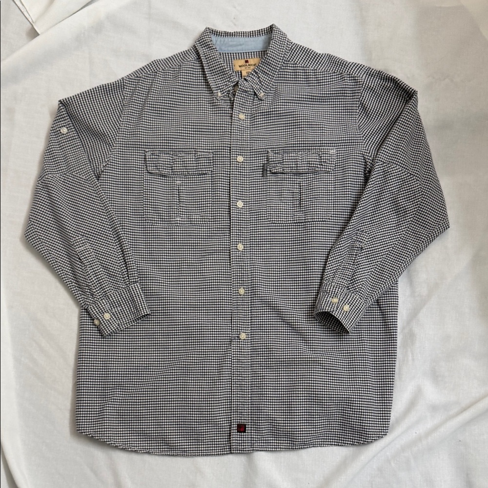 Woolrich Men's XXL Navy and White Plaid Flannel Shirt